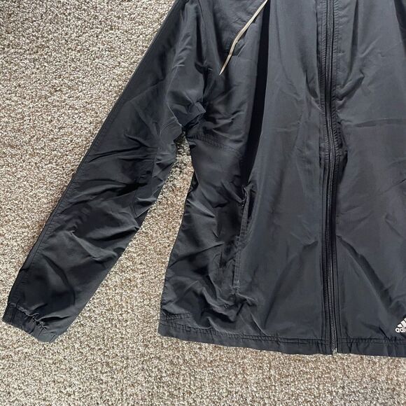 Adidas Jacket Womens Large Black Vented Windbreaker Full Zip Outdoor Logo Ladies - Picture 4 of 13